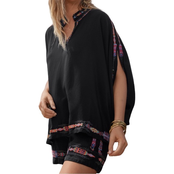 Johnny Was Sascha Embroidered Black Shorts NWT Size S Boho Festival Cupra Blend - Picture 4 of 10